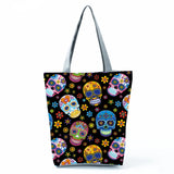 Eco Reusable Shopping Bags Floral Shoulder Bag Halloween Gift