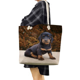 Eco Reusable Storage Handbags For Ladies Dog Print Shopping Bag
