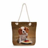 Eco Reusable Storage Handbags For Ladies Dog Print Shopping Bag
