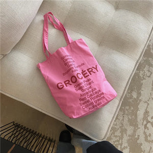 Reusable Rose Pink Cotton Shoulder Bag for Women