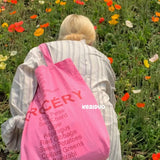 Reusable Rose Pink Cotton Shoulder Bag for Women