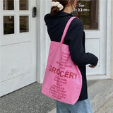 Reusable Rose Pink Cotton Shoulder Bag for Women