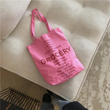 Reusable Rose Pink Cotton Shoulder Bag for Women