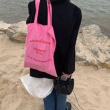 Reusable Rose Pink Cotton Shoulder Bag for Women