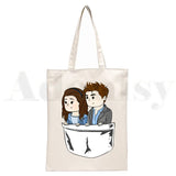 90s Graphic Shoulder Bag Women Canvas Casual Shopping Girls Handbag