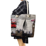 Eiffel Tower Print Handbags High Capacity Travel Beach Bag Women Totes