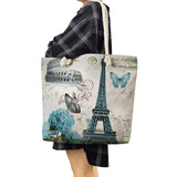 Eiffel Tower Printed Handbag Eco Reusable Shopping Tote
