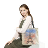 Eiffel Tower Printed Shoulder Bag For Women Building Printing Lady Shopping Bags