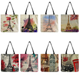 Eiffel Tower Printed Shoulder Bag For Women Building Printing Lady Shopping Bags