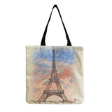 Eiffel Tower Printed Shoulder Bag For Women Building Printing Lady Shopping Bags