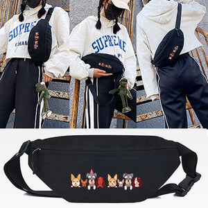 Cute Puppy Print Waist Bag for Women Men Travel Crossbody Shoulder Bag