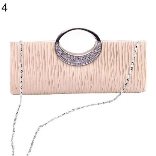 Women Rhinestone Satin Evening Bag Clutch Handbag for Party
