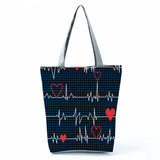 ECG Grid Print Shoulder Bag Women's Eco Handbag