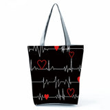 ECG Grid Print Shoulder Bag Women's Eco Handbag