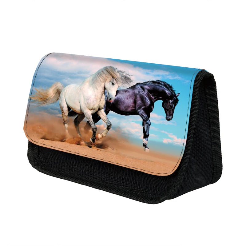 Animal Horse/Pony Print Cosmetic Case Pencil Bag