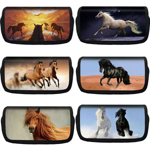 Horse Print Large Pencil Bag School Supplies Stationery