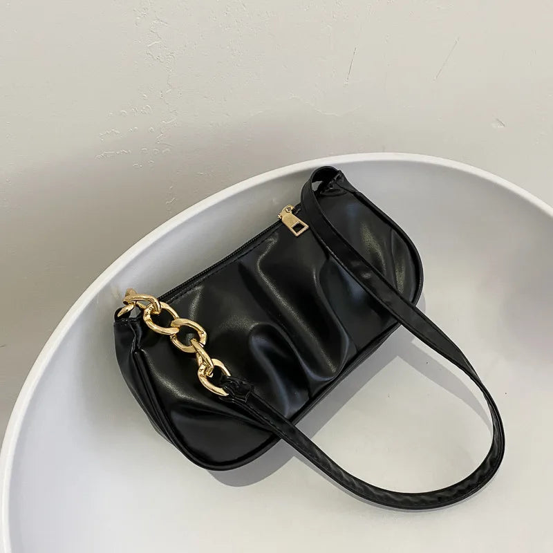 Armpit Sling Handbags Solid Women PU Leather Shoulder Bags
