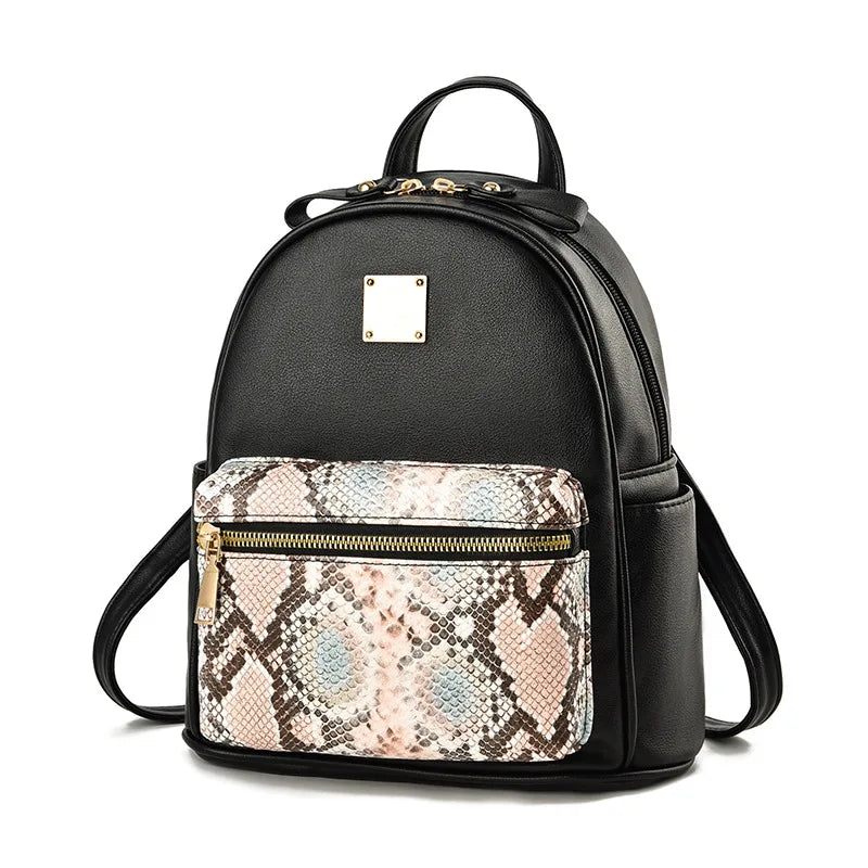 Snake Pattern Student School Bag Large-capacity Backpack for Women