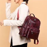 High Female Leather Backpack Shoulder Bag