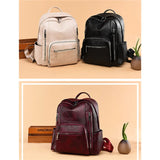 Women Leather Backpack High Female Shoulder Bag