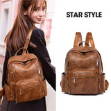 Women PU Leather Backpack High Female Shoulder Bag Casual Backpack Purse