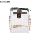 Bow Pvc Handbag Acrylic Metal Chains Box Party Bags