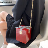 Bow Pvc Handbag Acrylic Metal Chains Box Party Bags