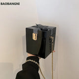 Bow Pvc Handbag Acrylic Metal Chains Box Party Bags