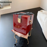 Bow Pvc Handbag Acrylic Metal Chains Box Party Bags