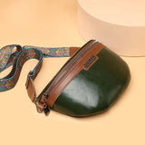 Vintage Contrast Colour PU Leather Waist Bag for Women