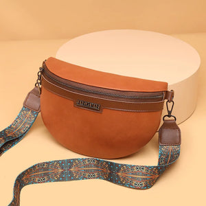 Vintage Contrast Colour PU Leather Waist Bag for Women