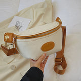 Contrast Colour PU Leather Waist Bags For Women Fanny Packs Female Waist Pack
