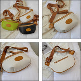 Contrast Colour PU Leather Waist Bags For Women Fanny Packs Female Waist Pack