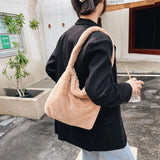 Love Pattern Plush Tote Handbag Large Capacity Shoulder Bag