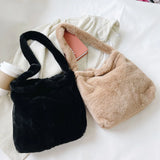 Love Pattern Plush Tote Handbag Large Capacity Shoulder Bag