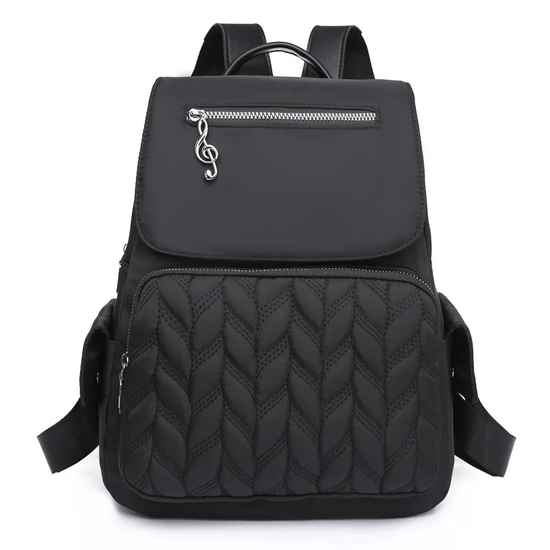 Diamond Lattice Oxford Backpack for Women Embroidery Threads Female Travel Bag