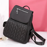 Diamond Lattice Oxford Backpack for Women Embroidery Threads Female Travel Bag