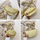 Diamond Lattice PU Chain Waist Bag For Women Stylish Applique Waist Pack
