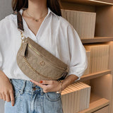 Diamond Lattice PU Leather Chain Waist Bag For Women