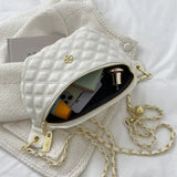 Diamond Lattice Applique Waist Bag Crossbody Chain PU Leather Fanny Pack