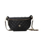 Diamond Lattice Applique Waist Bag Crossbody Chain PU Leather Fanny Pack