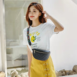 Diamond Lattice PU Leather Waist Bag for Women with Colourful Letter Strap