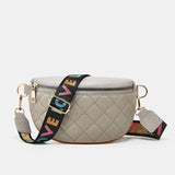 Diamond Lattice PU Leather Waist Bag for Women with Colourful Letter Strap