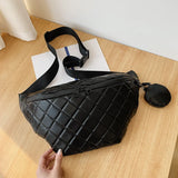 Diamond Lattice PU Leather Waist Bag Women Fanny Pack