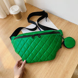 Diamond Lattice PU Leather Waist Bag Women Fanny Pack