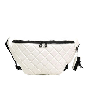 Diamond Lattice PU Leather Waist Bag Women Fanny Pack