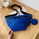 Diamond Lattice PU Leather Waist Bag Women Fanny Pack