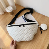 Diamond Lattice PU Leather Waist Bag Women Fanny Pack