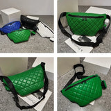 Diamond Lattice PU Leather Waist Bag Women Fanny Pack