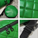 Diamond Lattice PU Leather Waist Bag Women Fanny Pack